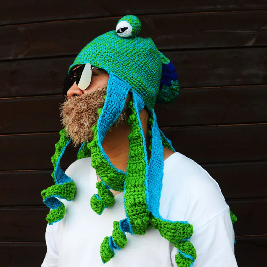 Winter Inter Hats Octopus For Extra Warmth And Style Unisex Polyester Octopus Long Cap Octopus Hat