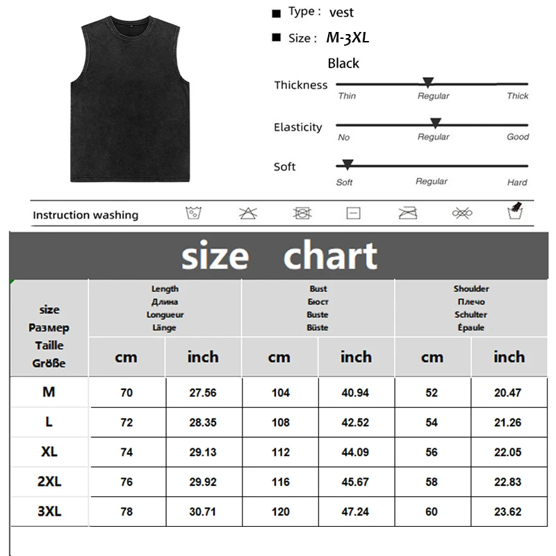 Vintage Tank Tops Rock Punk Heavy Mental Band T-Shirts Washed Retro Sleeveless Tee T-Shirt for Men