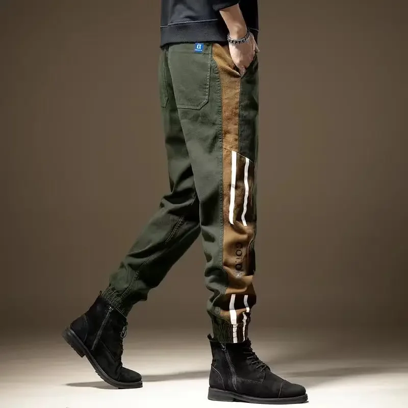 

Male Trousers Stacked Men's Cargo Pants Slim Outdoor Hiking Big Size Regular Fit Harajuku Vintage Spandex Fashion Large Street