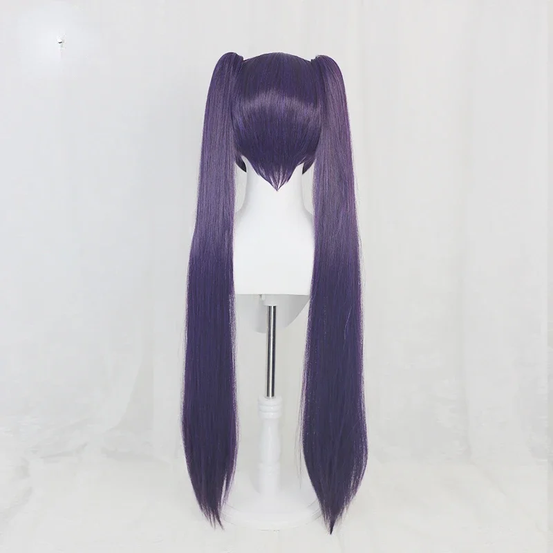 2024 Game Genshin Impact Mona Megistus Cosplay Wig Astral Reflection 90cm Purple Twin Tail Wig