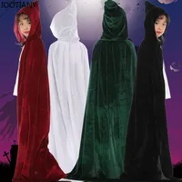 CosplayNew Halloween Kids Adult Witch Death Cosplay Cloak Hooded Costumes Medieval Cloak Carnival Party Velvet Show Costume Long