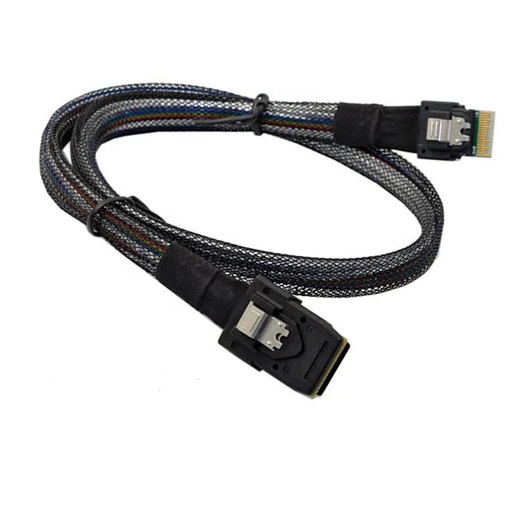 Slim Line SAS 4.0 SFF-8654 4i Host de 38 pinos para Mini SAS 4i SFF-8087 Cabo de dados de alvo de 36 pinos