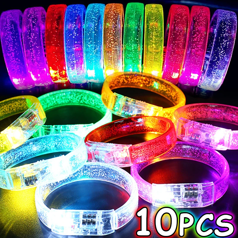 10/1Pcs LED Glow Bracelets Wristbands Glow in The Dark Party Supplies Neon Light Up Bracelet Toys Household Wedding Party Decor