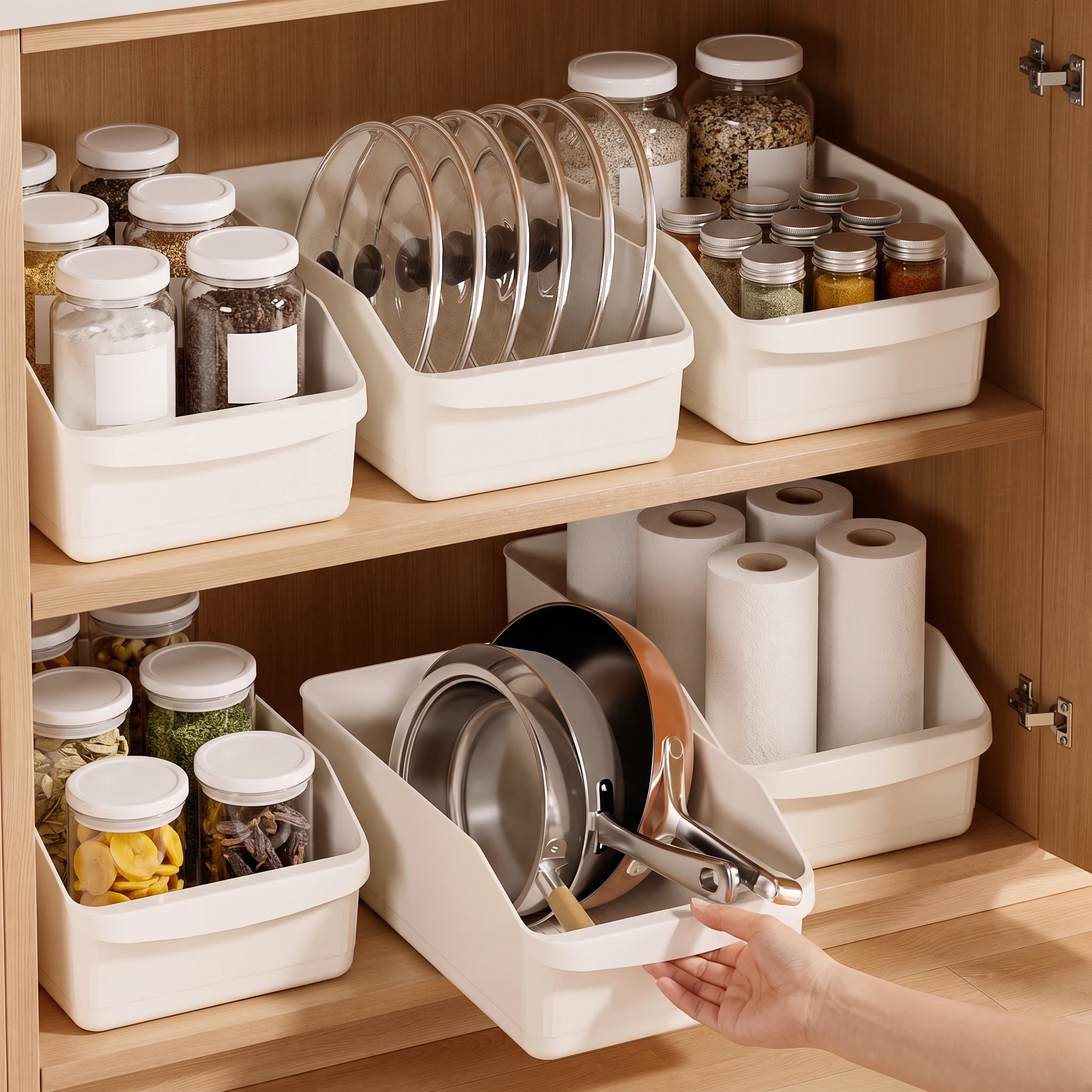 Plastic Organizer Bin With Wheels, Large Capacity Roll Out Plastic Storage Bins, Open Storage Bins, Multi-purpose Kitchen, Bathroom And Pantry Storage Containers, Freezer & Cabinet Organization Bins