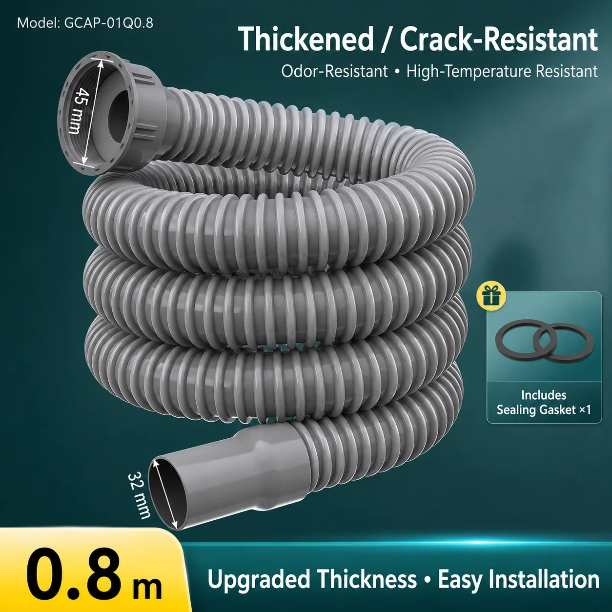 Universal Flexible Sink Drain Pipe Anti Odor Sewer Hose Extension Tube Waste Water Drain Hose for Kitchen Laundry Mop Sink
