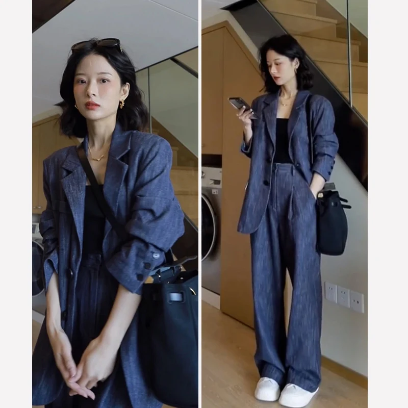 

Early Autumn Faionable mat Women's Suit Jeans Set New 2024 High-End Feelings Ele Casual Workwear Ensemble