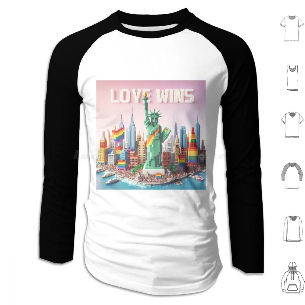 Leg0 Love Wins-Pride In New York City Hoodie cotton Long Sleeve Pride Rainbow Love Wins Trans Bi Bisexual New York