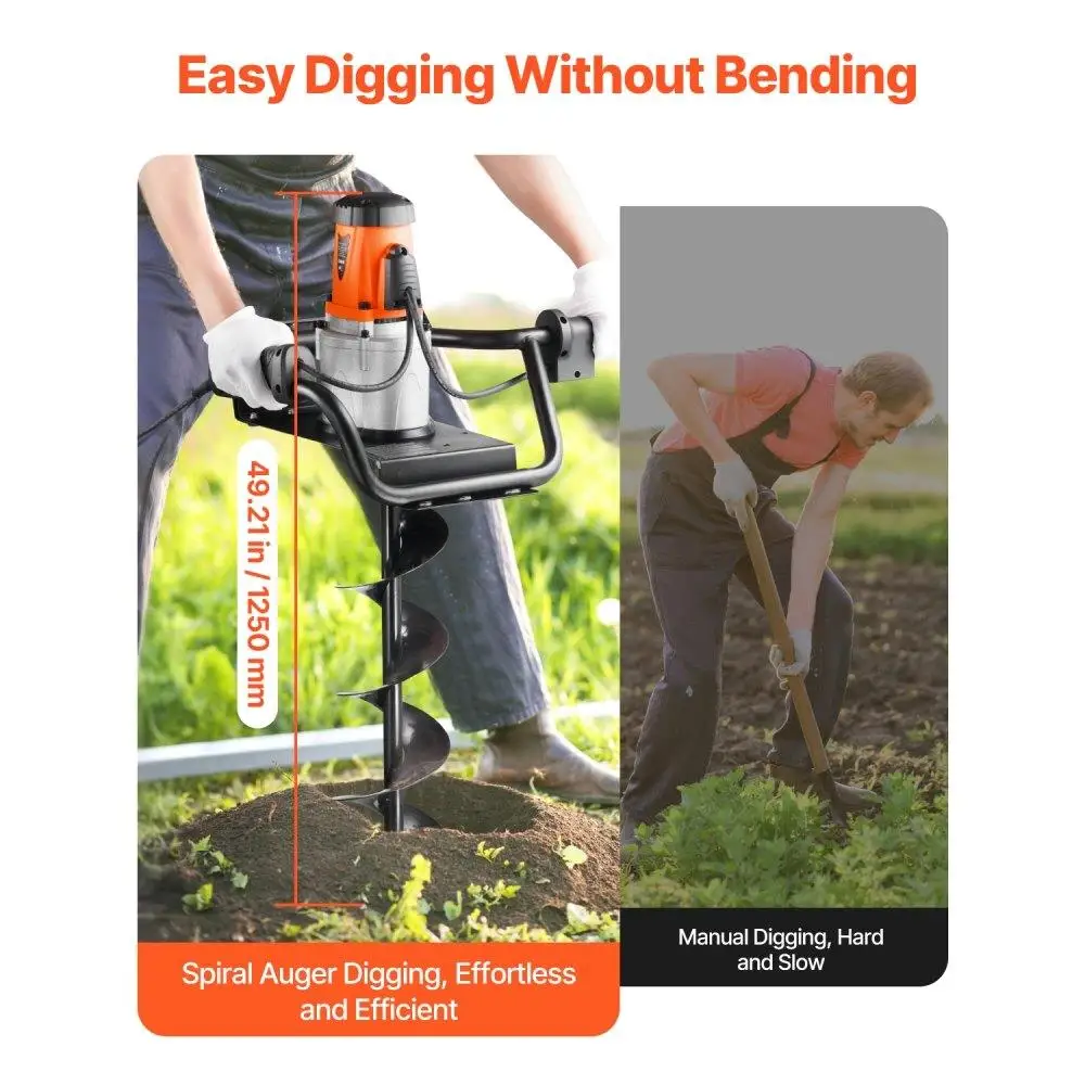 Electric Post Hole Digger 1500W Power Motor 5.71 Inch Auger Bit for Easy Digging and Landscaping Tasks