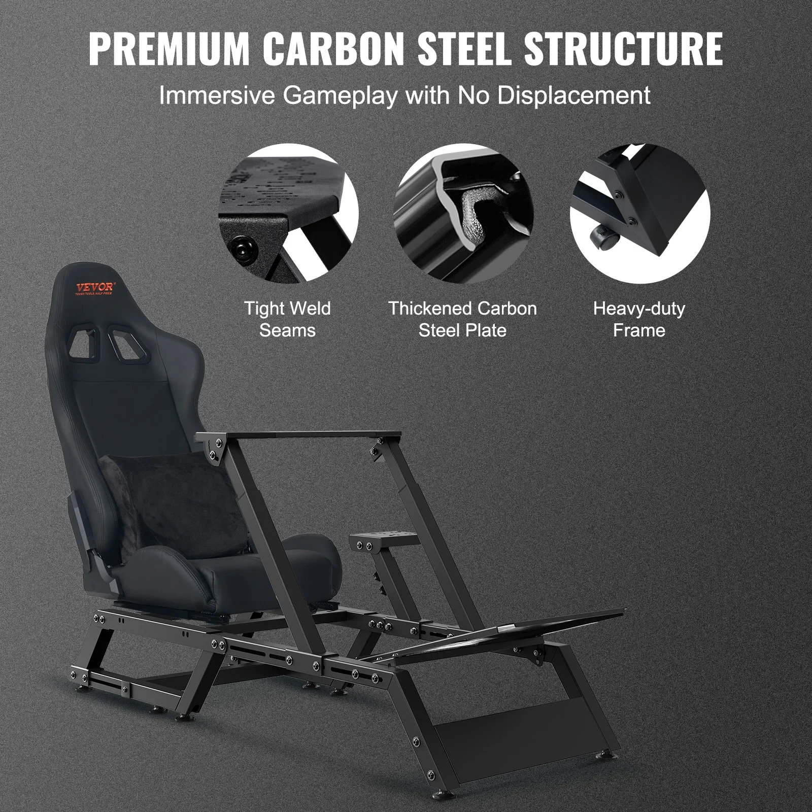 Pre-installed Steering Racing Wheel Stand Universal Base Multi-Position Adjustable