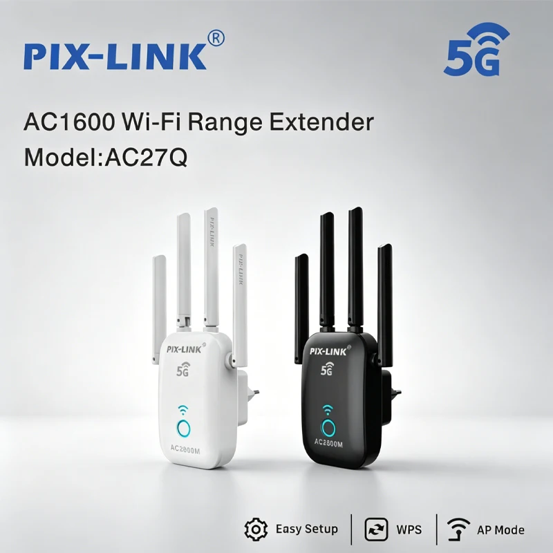 

PIX-LINK AC2800 Двухдиапазонный WiFi-репитер 2800 Мбит/с 5 ГГц/2,4 ГГц, усилитель сигнала WiFi, 4 режима, простая настройка для дома