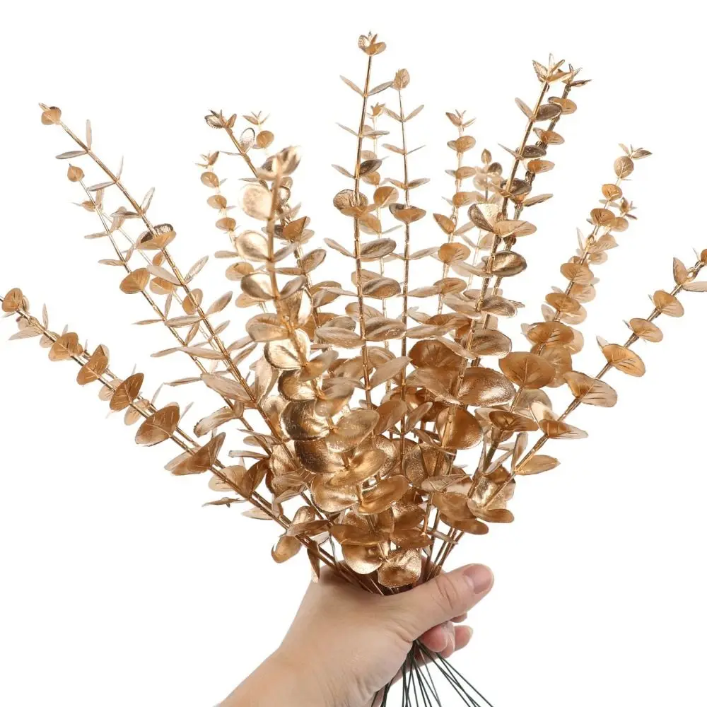 Juego de 10 Hojas de Eucalipto Artificiales de Plástico Duradero, No se Desvanecen, Plantas de Eucalipto Falsas, Accesorios de Simulación para el Hogar