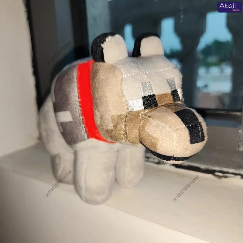 Figurine de loup de Style Pixel, Animal mignon, décor créatif inspiré de jeu, cadeau de collection pour chambre d'enfants, ornement de bureau
