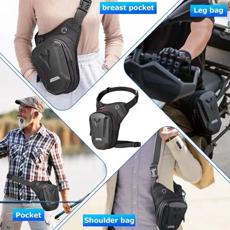 Bolsa para teléfono móvil de moto, riñonera para hombre y mujer, bolsa lateral para pierna de moto, impermeable, con carcasa rígida de EVA, bolsa de cintura informal para actividades al aire libre.