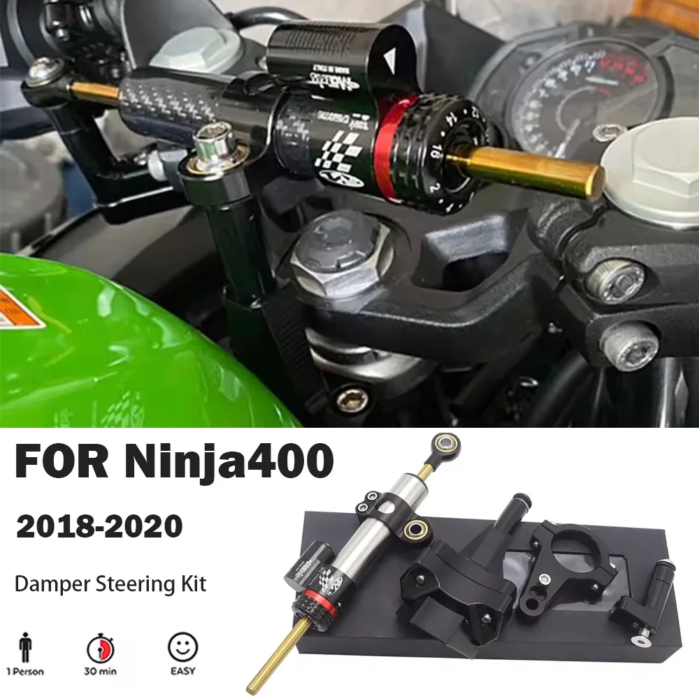 

For kawasaki Ninja400 ninja 400 ZX-4R 2018 2019 2020 Motorcycle High-quality Carbon Fiber Damper Steering Stabilize Bracket kit