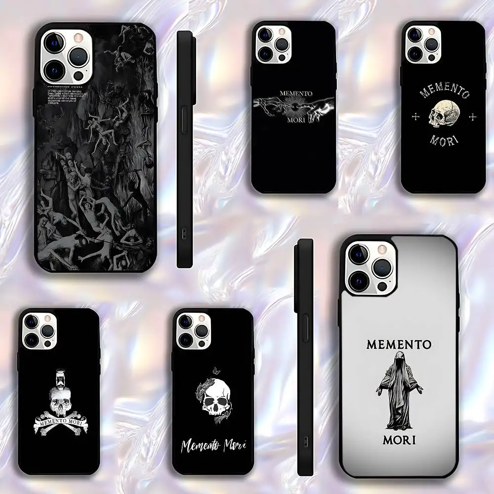 

M-Memento Mori Phone Case For iPhone 17,16,15,14,13,12,11,Pro,Max,Plus,E,Air,Mini Protective Black Cover
