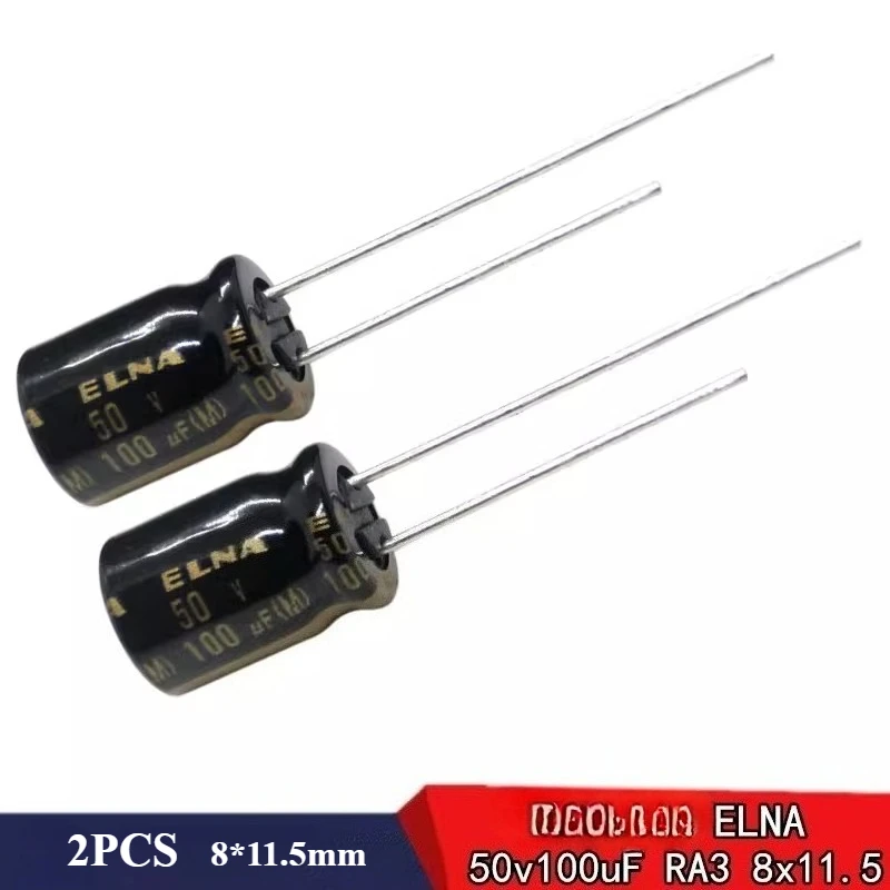 (2pcs) 100uf 50v ELNA RA3 50v100uF Audio fever aluminum electrolytic capacitor 8*11.5mm Through Hole Fixed Capacitor