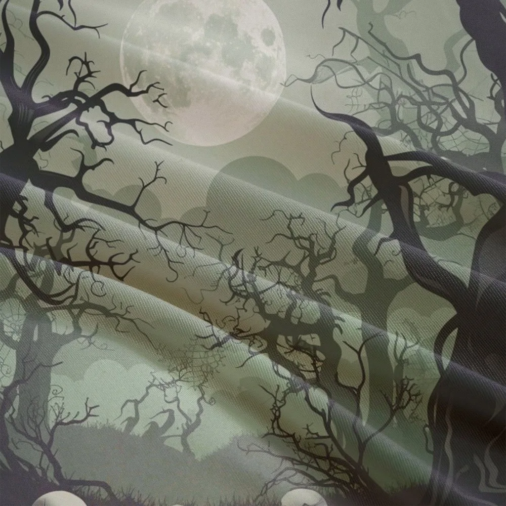 Set biancheria da letto di Halloween Teschio Nebbia Foresta Alberi appassiti Stampa Copripiumino accogliente King Queen Twin Size Regalo di compleanno Arredamento camera da letto