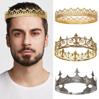 Men's Crown Headgear Crowns for Party Decorative King Performance Metal Birthday Vintage Costume