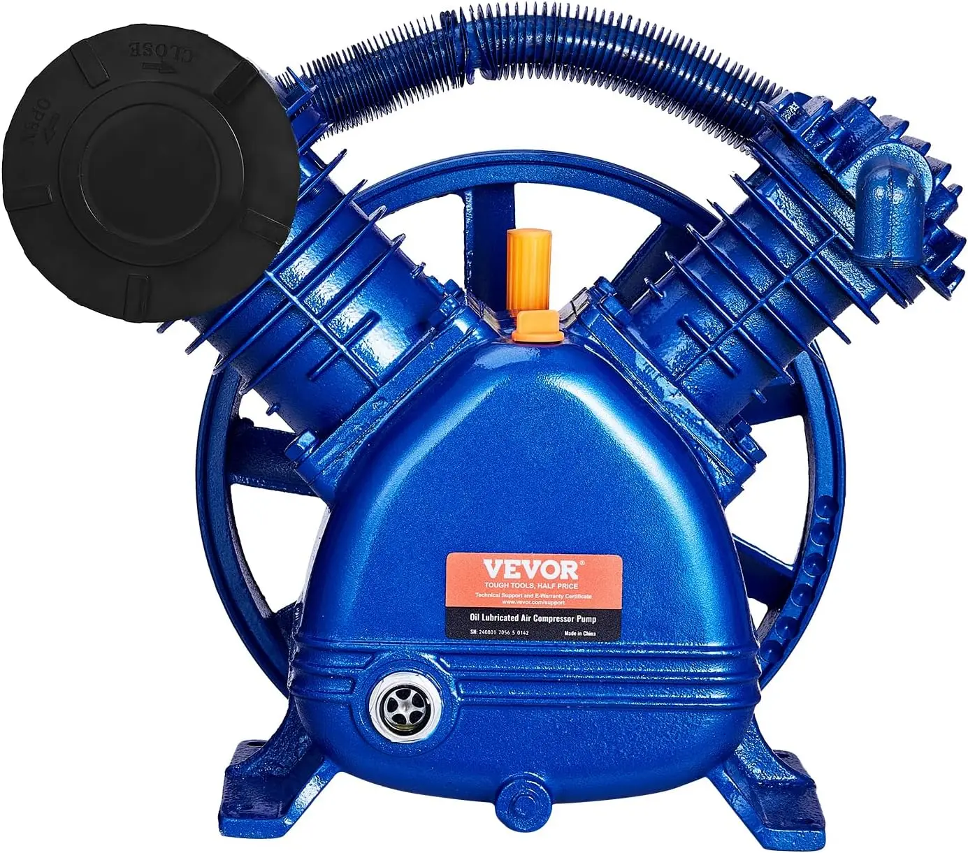 Air Compressor Pump Head, 5.5HP 5.75CFM @ 90PSI,Twin Cylinder Oil Lubricated Air Compressor Piston Pump Head.