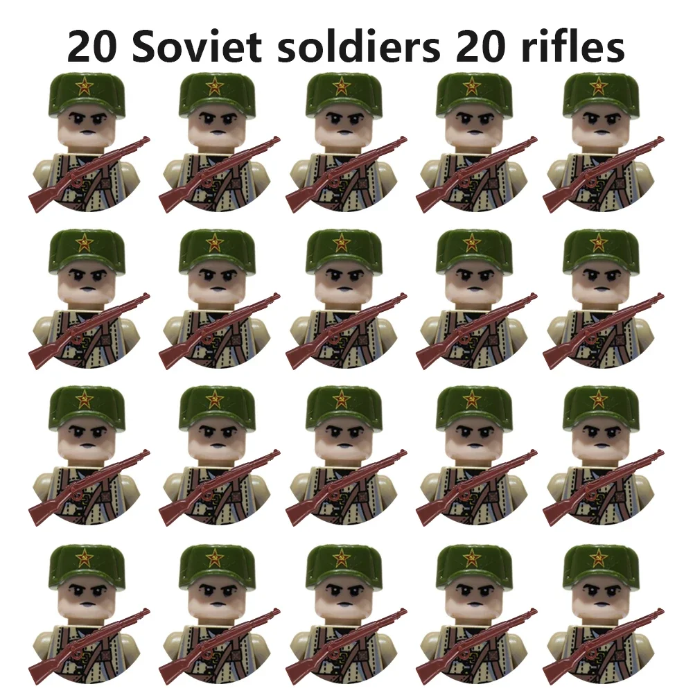 20 Militär-Actionfiguren, Geschenke und Spielzeug aus der Sowjetunion, den Vereinigten Staaten, Großbritannien, Frankreich, Japan, Kanada und Italien.