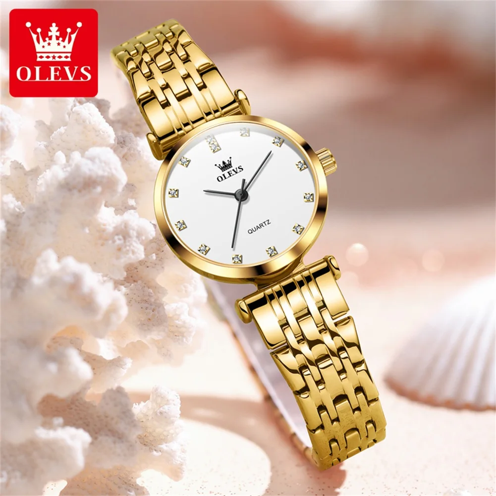 OLEVS Relógio de quartzo impermeável para mulheres, 5596 diamante, elegante relógio de pulso, marca superior, negócio, original, luxo, 2024