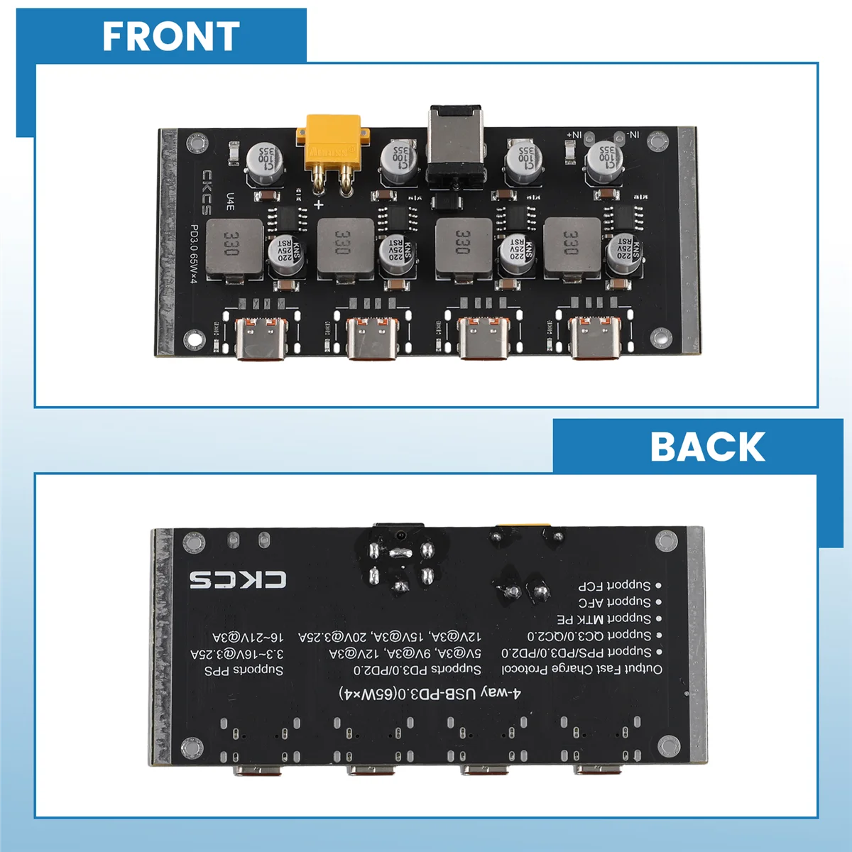 Efficient QC3.0 4-way PD65W fast charging module for Apple
