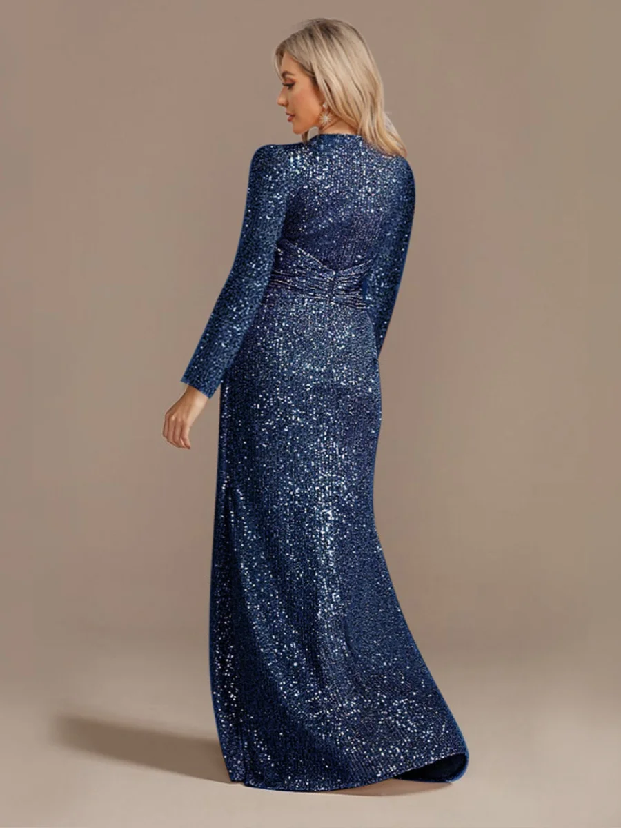 

Ele Long Sve V-Ne Fi Tail Evening Dr Women's New Multi-Color Cross-Border Gown for Par And Wedding