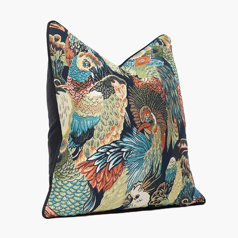 Birds Pillows American Style Parrot Cushion Case Retro Luxury Decorative Pillow Cover For Sofa Chair Home Decorations