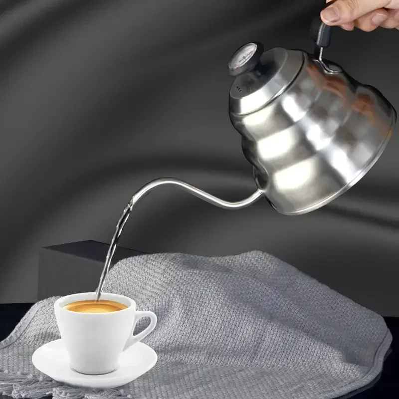 

Mocha Coffee Kettle1L Stainless Steel Pour Over Coffee Pot Kettle Drip Kettle with Thermometer For Home Office Cafetera