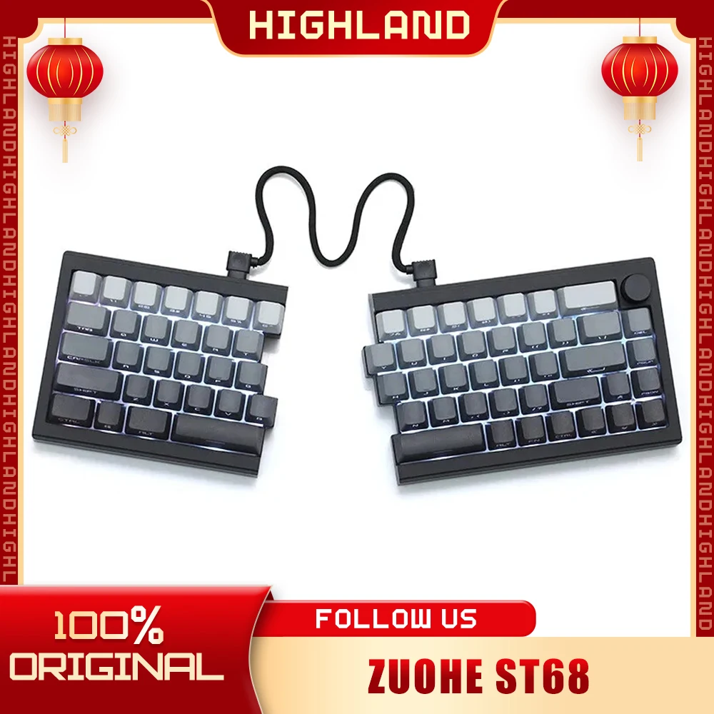 Zuohe St68 Split Mechanical Keyboard 68keys 3modes Hot Swap Rgb Split Keyboard Support Qmk/Via Customized  Gaming Accessories