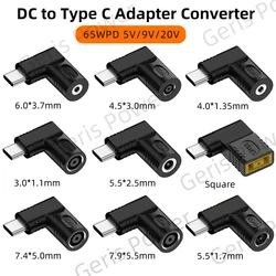 65W DC USB Type C Female To DC Male Adapter For Lenovo Thinkpad USB-C Fast Charging Cable Converter Square PD Plug
