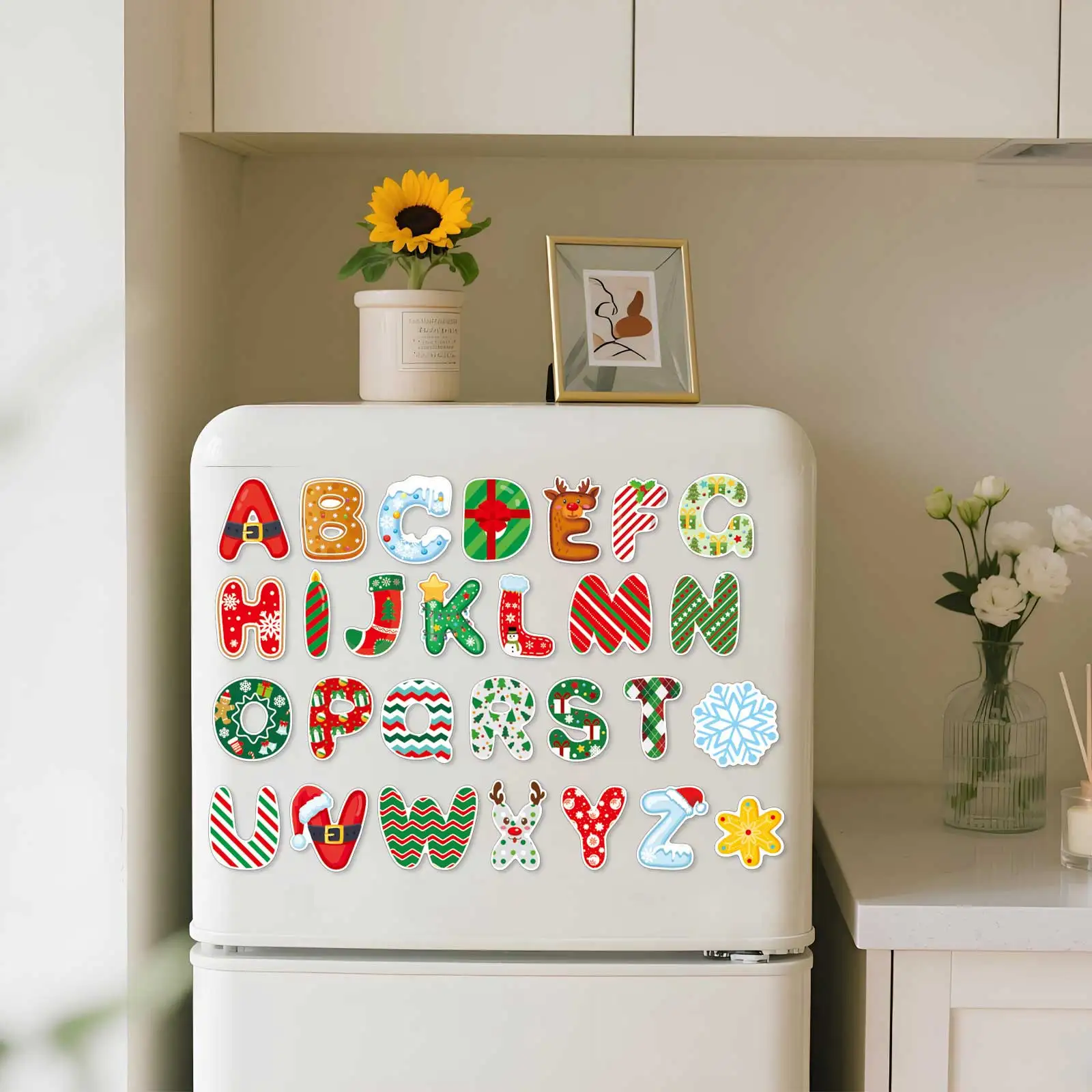 2025 محو الأمية المبكرة عيد الميلاد مغناطيس الثلاجة لينة للأطفال تعلم التدريس المعونة الديكور Diy بها بنفسك لوازم عيد الميلاد الأبجدية الرقمية #3