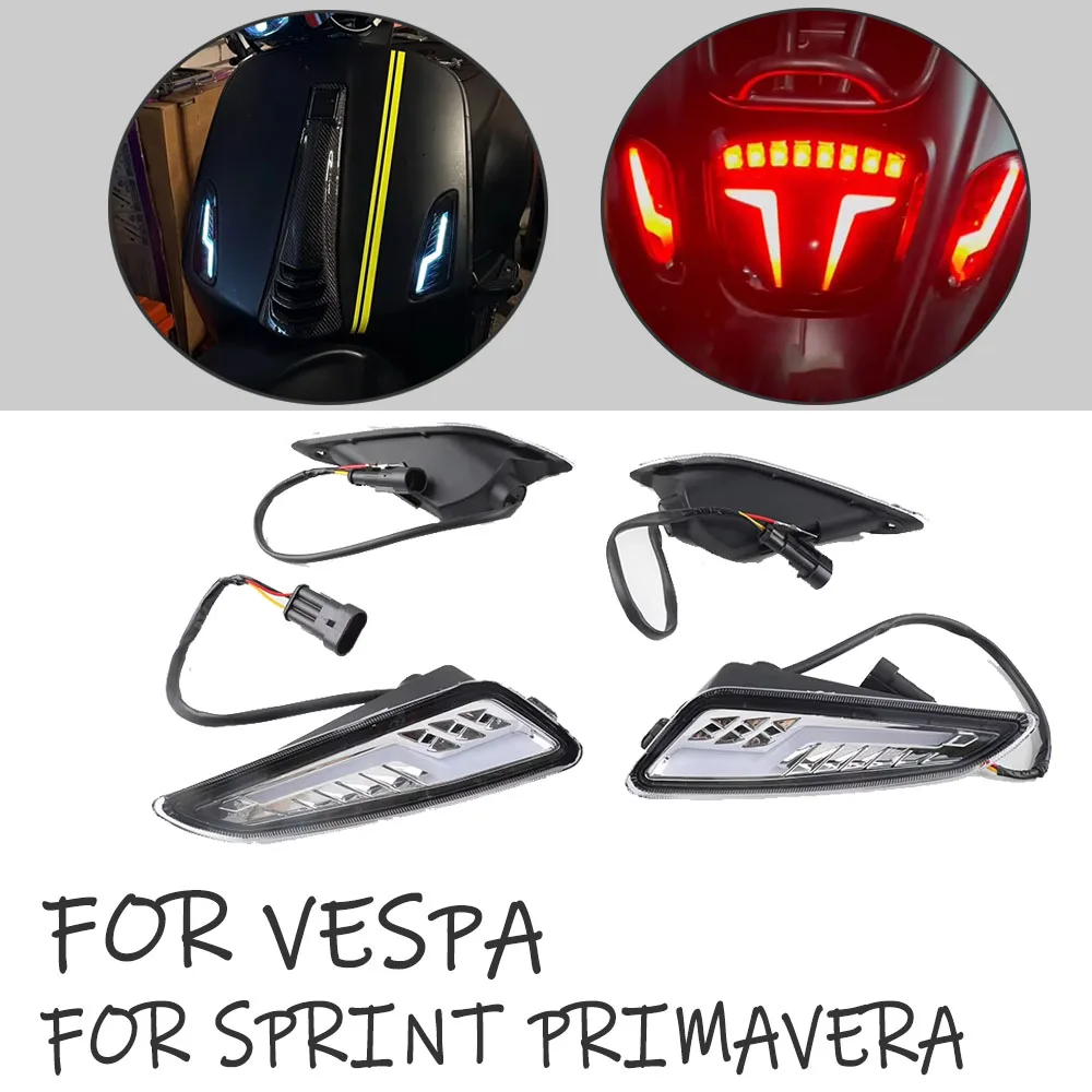 Motorcycle Accessories Front Rear LED Indicator Lights with DRL Function For Vespa Sprint Primavera 150 125 50 Elettrica