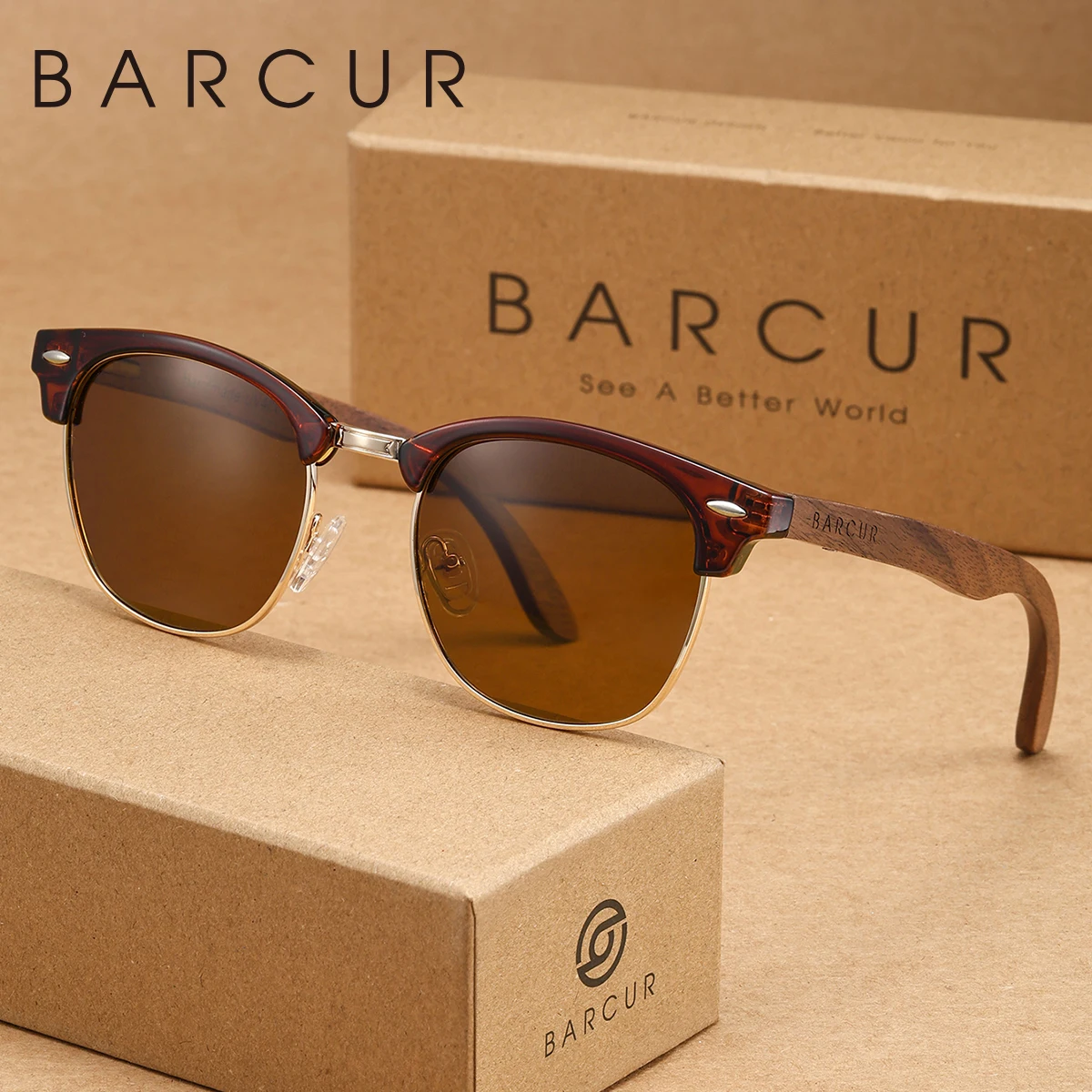 BARCUR Modische Halbrahmen-Sonnenbrille im Retro-Stil mit UV-Schutz, vielseitig einsetzbar für den täglichen Gebrauch, perfekt für Urlaubsgeschenke – Detail 7