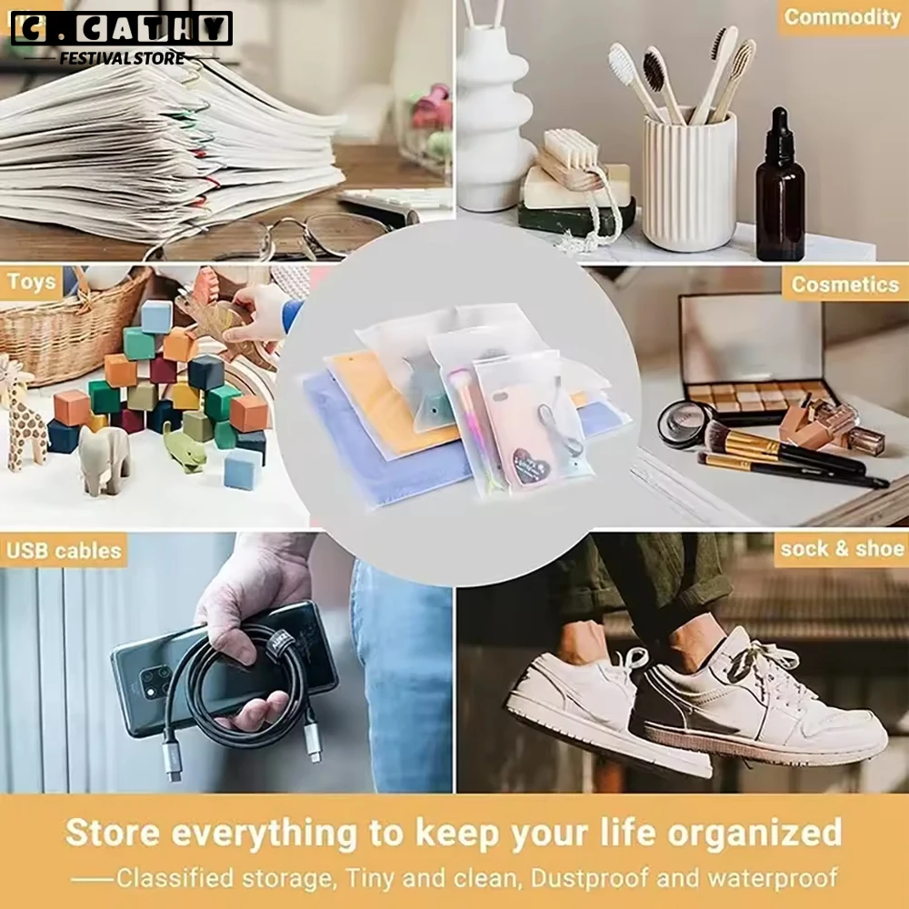 50Pcs Custom Frosted Zipper Bag Home Travel Stoeage Clothing Underwear Business Eco-Friendly For Clothing Packaging Bag