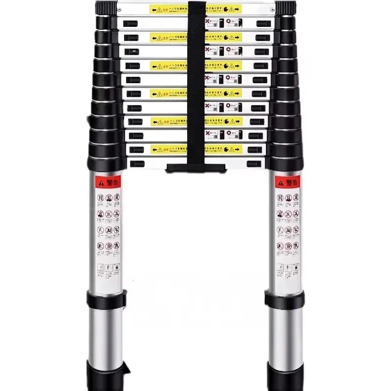 Thickened Aluminum Alloy Ladder 3.8 Meters Telescopic Ladder One-word Folding Straight Ladder Household Lift Loft Portable