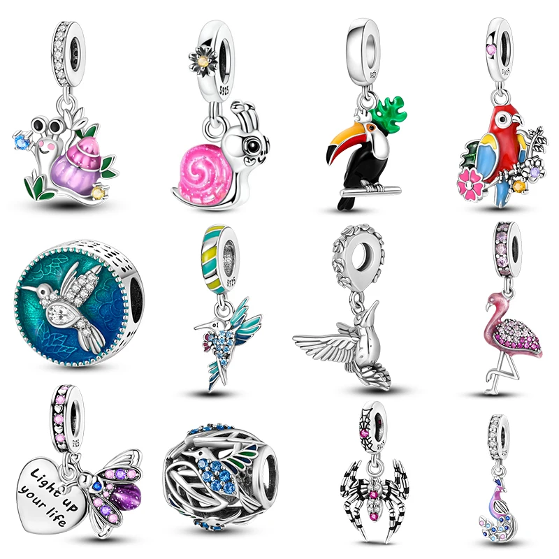 925 الفضة لطيف الحشرات الطيور سلسلة قلادة الخرز مناسبة ل 3 مللي متر الأصلي سوار قلادة DIY بها بنفسك عيد ميلاد رائعة مجوهرات هدية