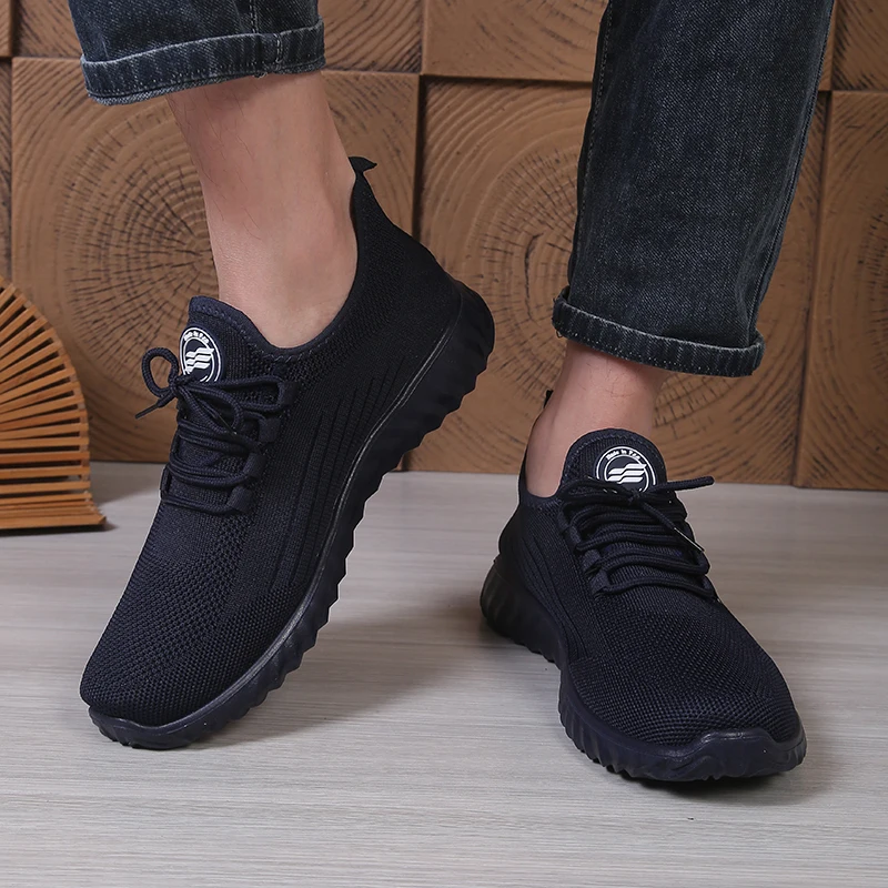 2026 Men's Breathable Knitted Casual Sports Shoes - Lightweight Soft-Tread Running Shoes, Men's Loafers, One-Piece Men's Shoes