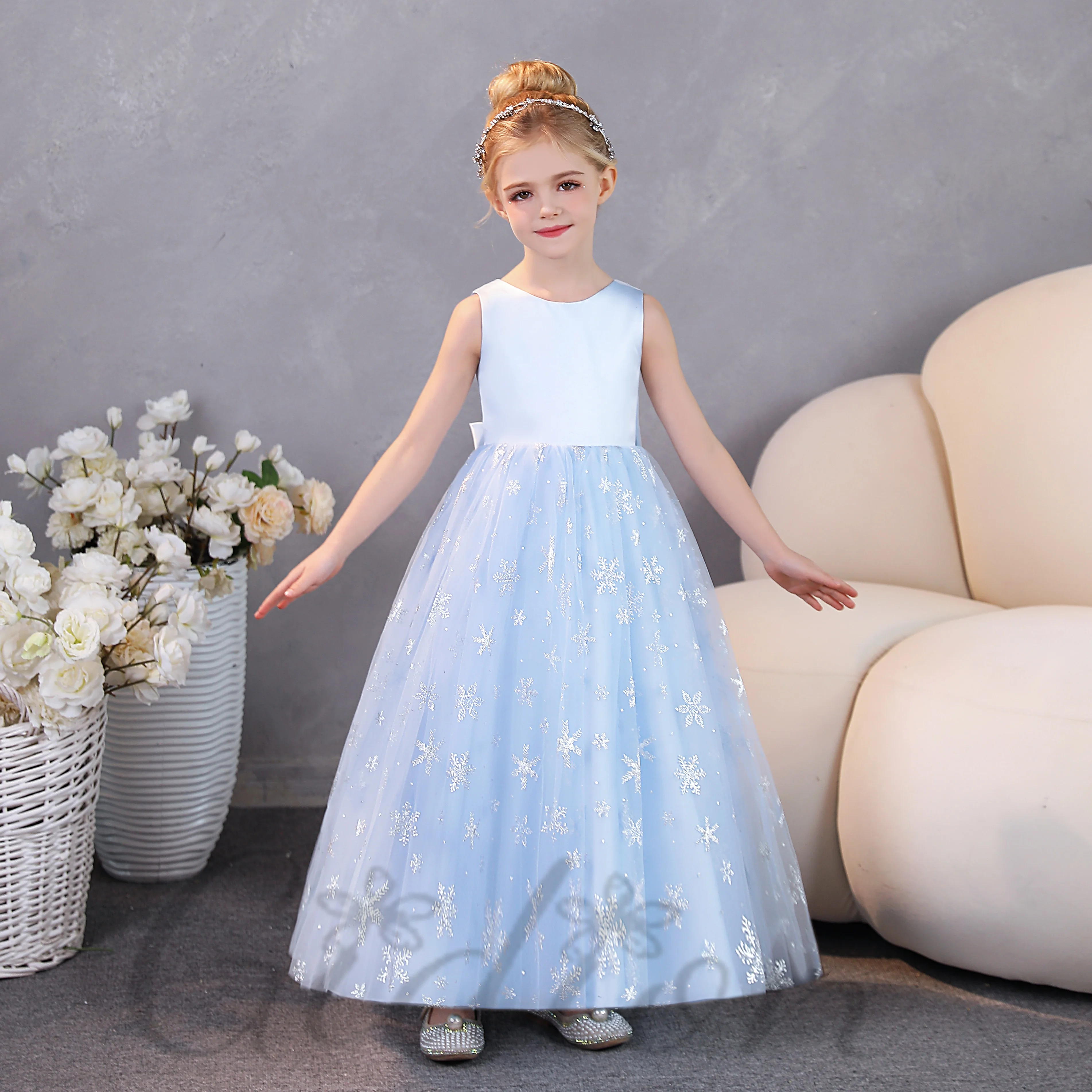 Princess Flower Girl Dress For Kids Wedding Ceremony Pageant Graduation Celebration Prom Night Ball Evening-Gown Banquet Show