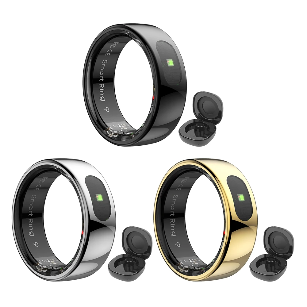 Smart Ring R08 Blood Oxygen Pressure Health Monitor With Charging Case Health and Sleep Monitor Sports Fitness Tracker for Phone