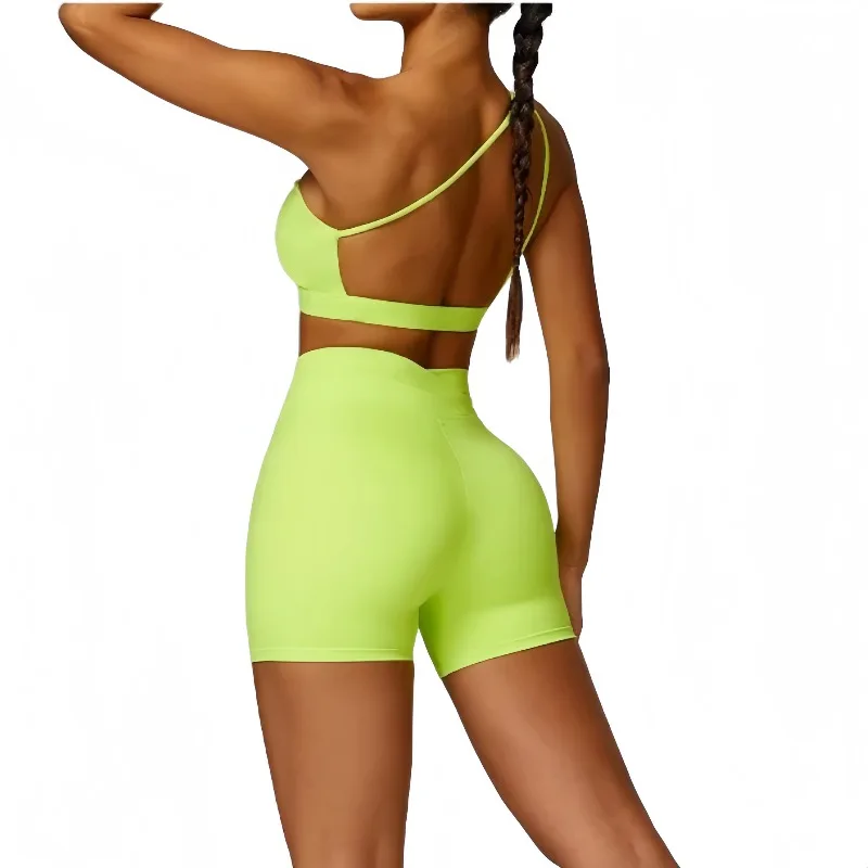 

Бесшовный спортивный комплект, женские комплекты из двух предметов для йоги, бюстгальтер на одно плечо, женские шорты в рубчик, тренировочный костюм, одежда для фитнеса, спортивный костюм