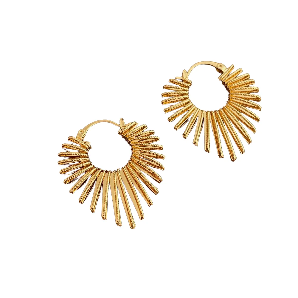 

Metal Radial Geometric Earrings Exaggerated Niche Fashion Ear Clips New Stylish High - End Earrings