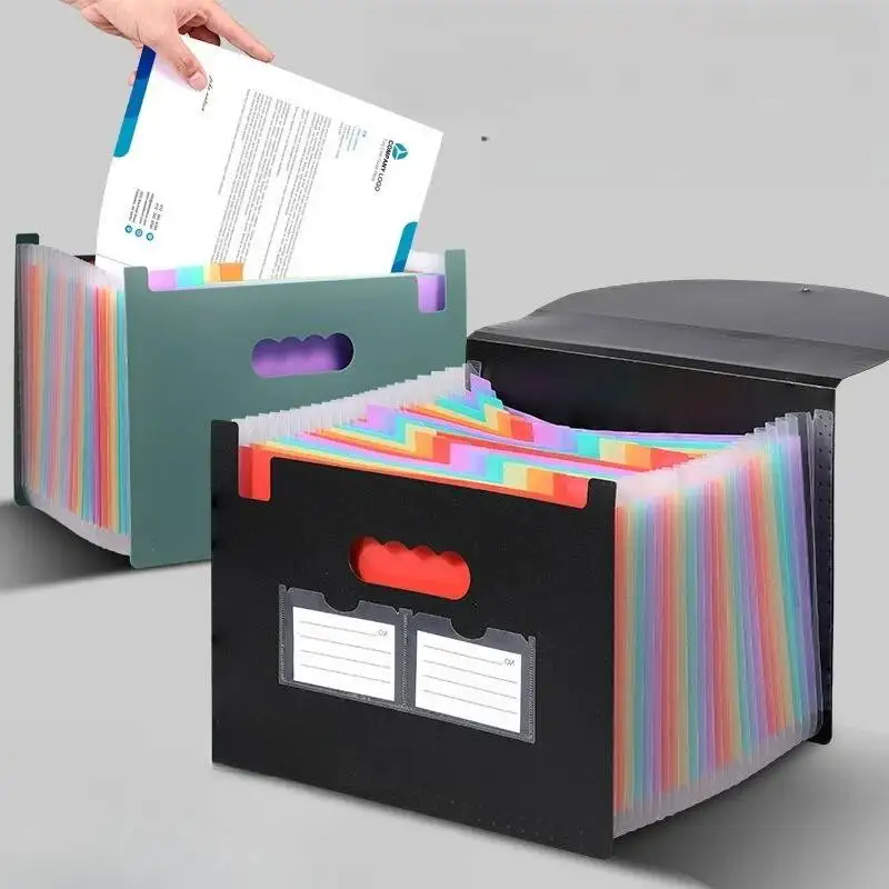 Фото Расширяющаяся папка для файлов, 13/24 карманный аккордеон формата A4, портативный органайзер для документов с цветными вкладками, для студентов