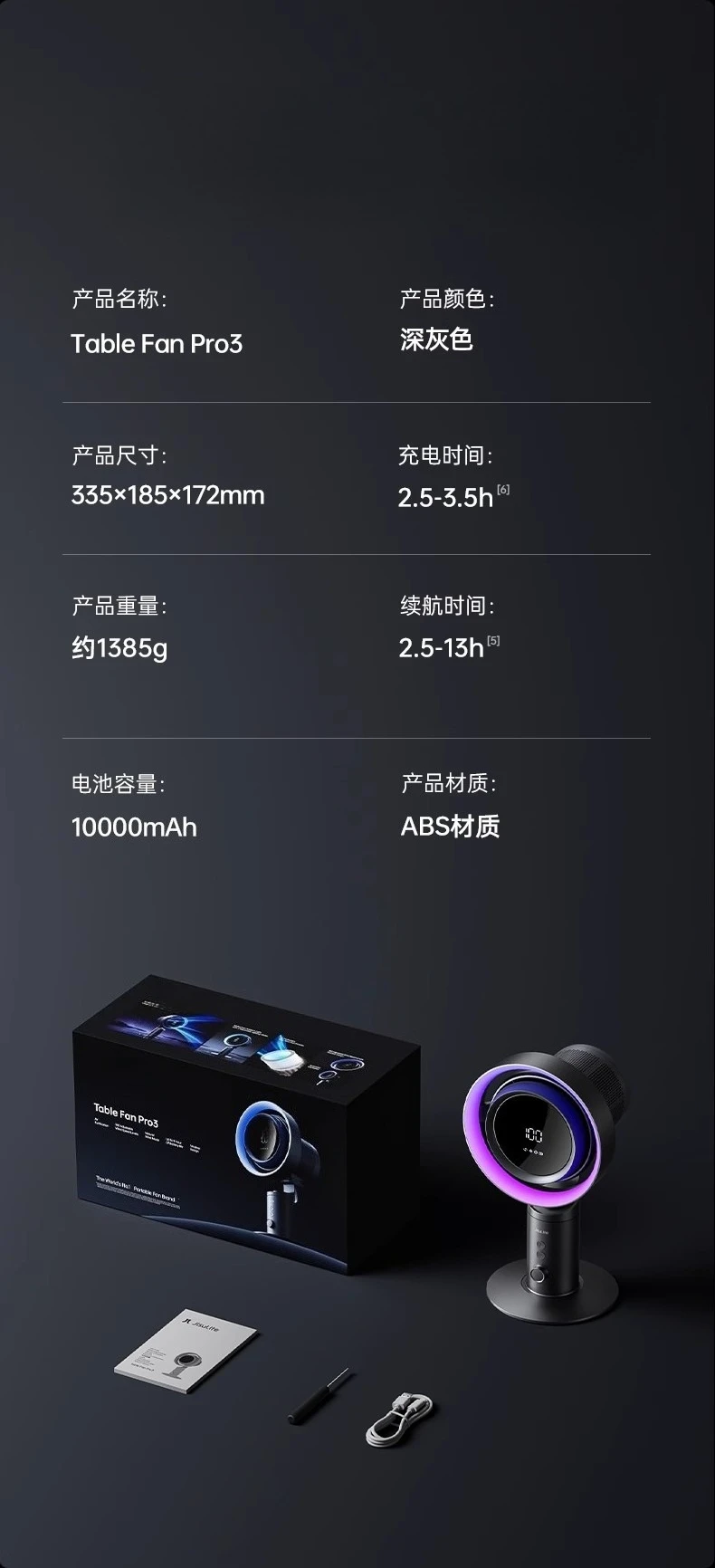 高速省エネ浄化デスクトップファン、電動空気循環首振りブレードレスUSB充電式