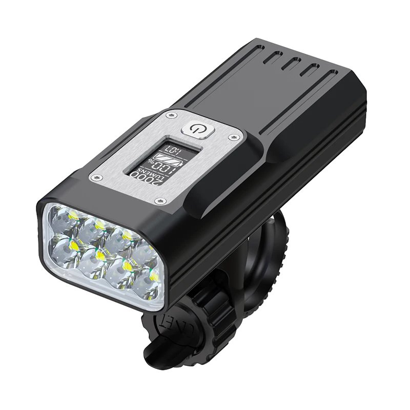 

Mountain Bike Bicycle Light Waterproof Oled Screen 2000 Lumens 8 Lamp Beads Usb Charging Cycling Lights 1