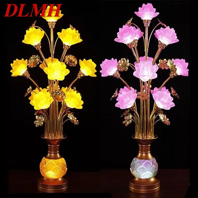 

DLMH Colored LED Lotus Table Lamp For Buddha Lamp Household Buddha Hall Lamp Glass Lamp Temple Worship Buddha Front Lamp