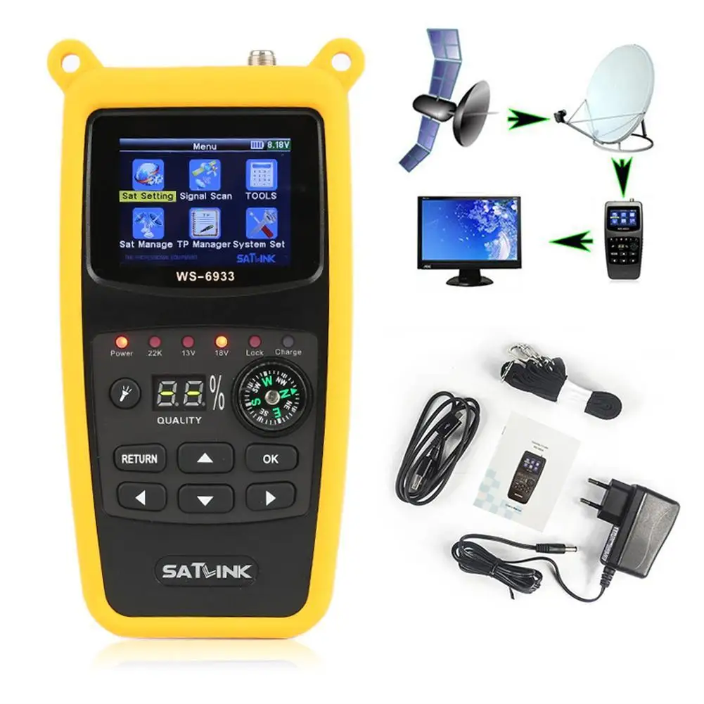 

Satellite Finder Satlink Ws-6933 Digital Satfinder Dvb-s2 2.1-inch Lcd Screen Display Sat Meter Detector