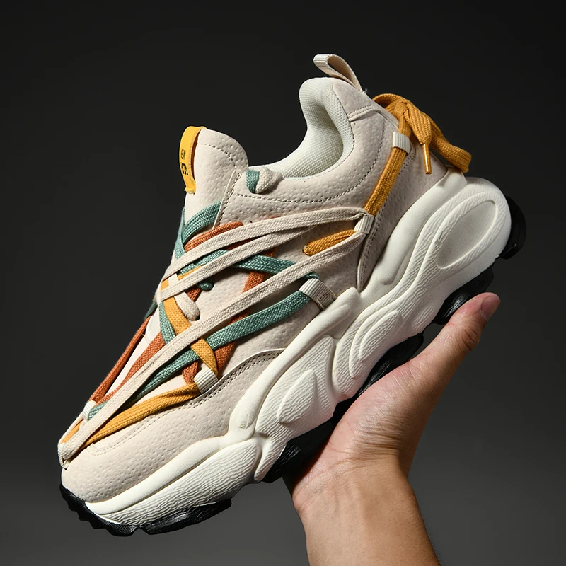 High Quality Leather Men Sneakers Women Waterproof Thick Bottom Running Shoes Outdoor Sports Shoes Comfortable Walking Shoes