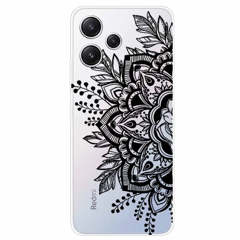 For Xiaomi Redmi 12 Case Flowers Clear TPU Silicon Funda Capa On for Redmi 12 4G / Redmi12 5G Soft Covers Transparent Coque Bags