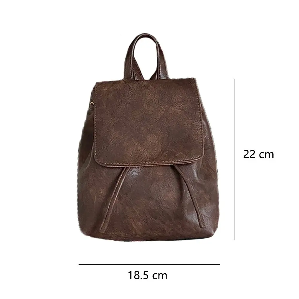 Women Fashion Leather Backpack Unisex Vintage Brown School Bag Girl Multifunctional Handbag Shoulder Bag Casual Travel Backpacks